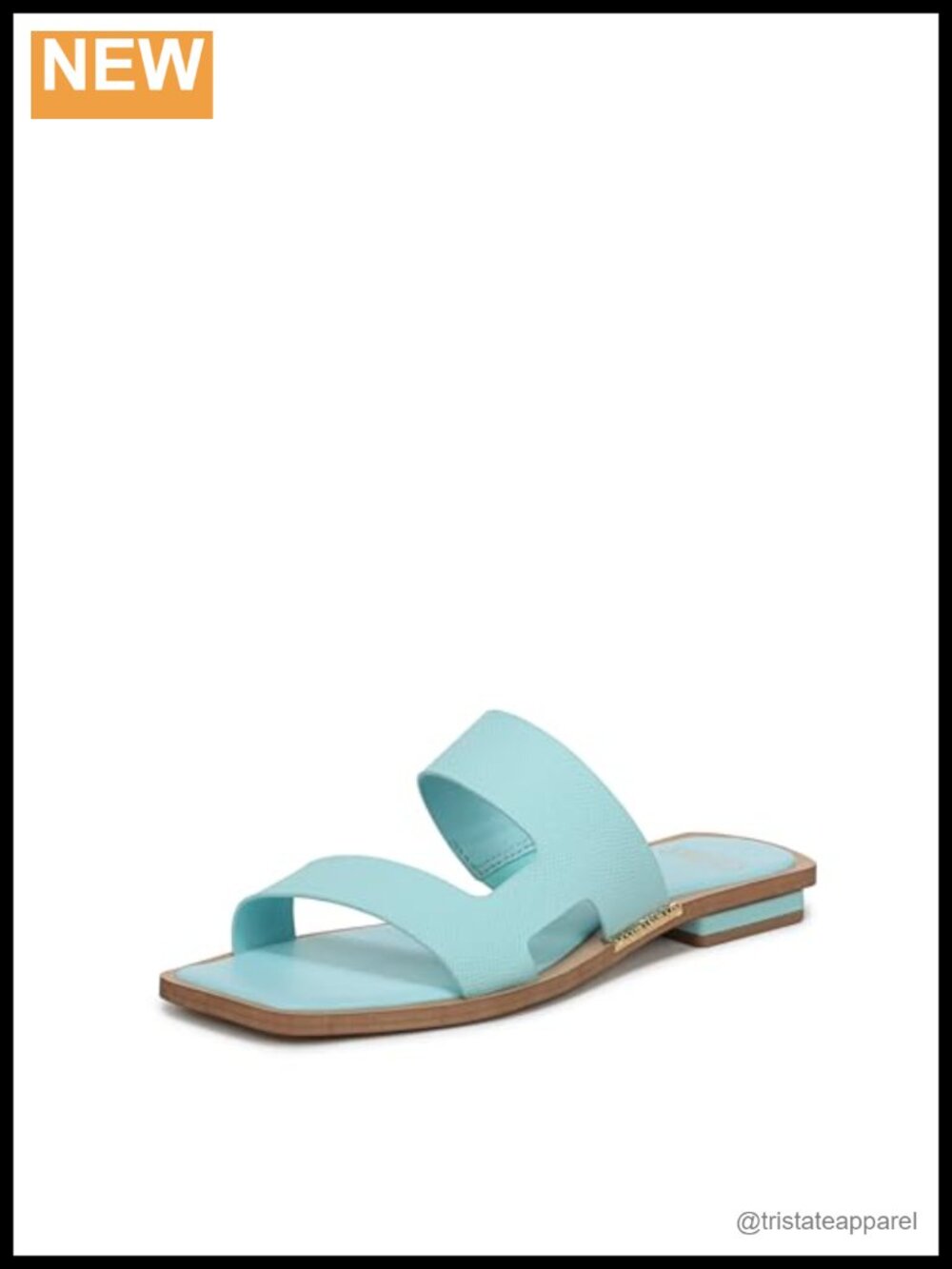 Leather Slide Sandal Slip On Open Toe Double Strap Casual